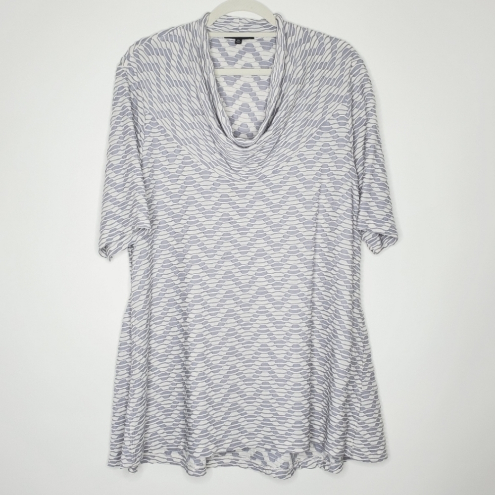 John Mark Textured Chevron Print Tunic Size XL Viscose Stretch Lagenlook Top